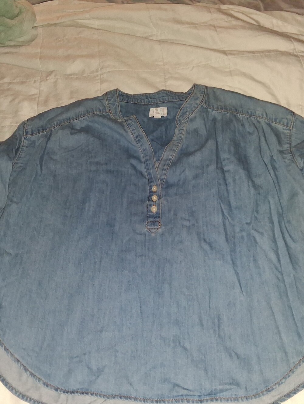 Time And Tru Popover Jean Shirt - Light Wash - XXL (20)